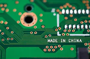 Economical Prints: circuit board with made in china printed on it