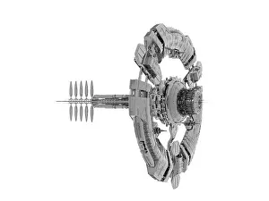 Orbiting Prints: circular space station in space