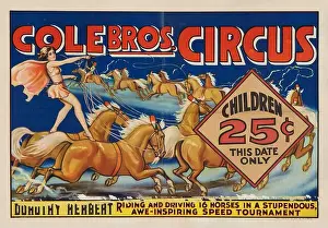 Advertisement Prints: Circus Poster (Cole Brothers, 1930s). Poster feat Dorothy Herbert and her horse show
