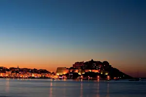 Calvi Prints: The citadel of Calvi at dusk, Corsica, France