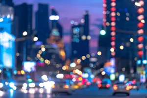 City Light Prints: City, blurred Background, defocused picture of City with lights and cars