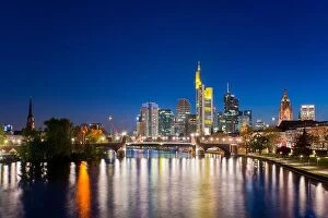 Images Dated 28th April 2016: City of Frankfurt am Main skyline at night, Frankfurt, Germany