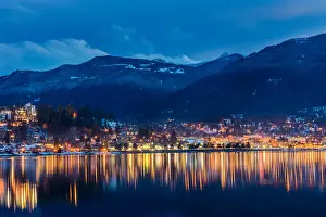 Chuck Haney Prints: City Lights reflect into Kootenay Lake in Nelson, British Columbia, Canada