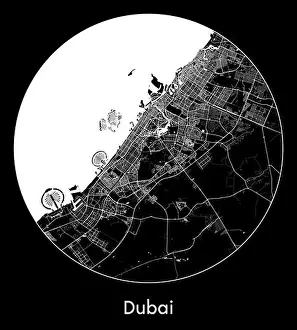 Topographic Prints: City Map Dubai United Arab Emirates Asia vector illustration
