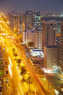 Typically Prints: City skyline and Rashid Bin Saeed Al Maktoum Street at dusk
