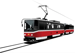 Tramway Prints: City transport. Tram. Vector illustration