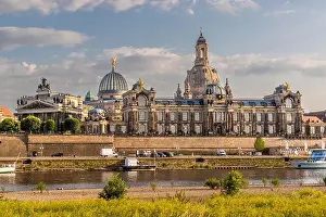 Urban Skyline Prints: City view Dresden, in the foreground Brühl Terrace