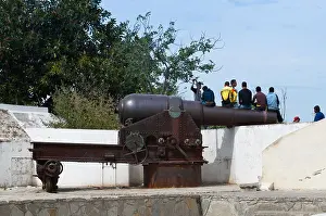 City Wall Prints: City wall and cannon at Petit Socco, Tangier, Morocco, North Africa