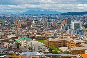 Cityscape and aerial view with skyscrapers of the modern city part of Quito
