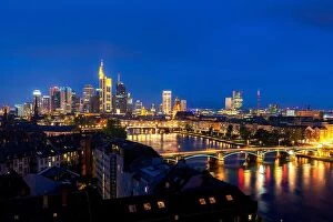 Images Dated 30th April 2016: Cityscape image of Frankfurt am Main skyline during beautiful night
