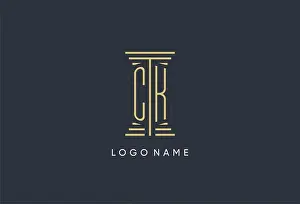 Firm Prints: CK initial monogram with pillar shape logo design inspiration