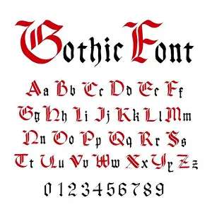 Lowercase Prints: Classic gothic font, set of ancient letters isolated on white