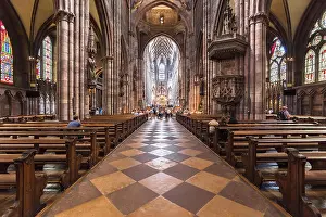 Minster Prints: Classic interior view of famous Freiburg Minster Cathedral