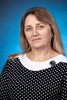 Wrinkles Prints: Classic portrait of a middle-aged woman against a blue background