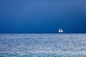 Cote Dazur Prints: Classic Sailing Schooner Aschanti IV facing an oncoming storm