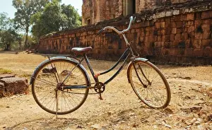 Khmer Prints: Classic vintage Bicycle in Angkor Wat temple Cambodia