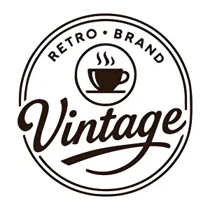 Hot Drink Prints: Classic Vintage Coffee Shop Emblem with Retro Branding and Hot Beverage Symbol