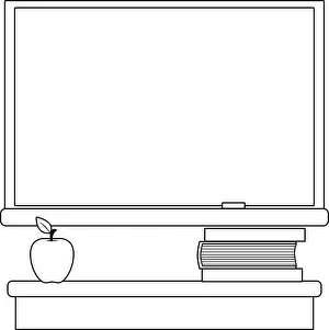 Line Work Prints: Classroom with chalkboard, teacher desk