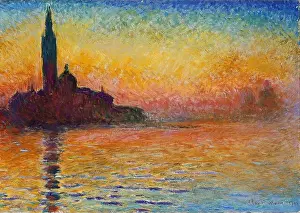 San Giorgio Maggiore Prints: Claude Monet world famous painting: San Giorgio Maggiore at Dusk 1908-12