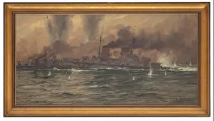 Evidence Prints: Claus Bergen (1885 - 1964) - SMS 'Lützow' at the Battle of the Skagerrak