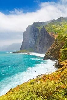 Images Dated 27th June 2013: Cliff coastline near Ponta Delgada, Madeira Island, Portugal