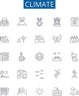 Precipitation Prints: Climate line icons signs set. Design collection of Weather