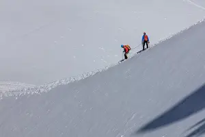Chamonix Prints: Climbers on the Mont Blanc massif. View from Aiguille du Midi Mount 3842 m France