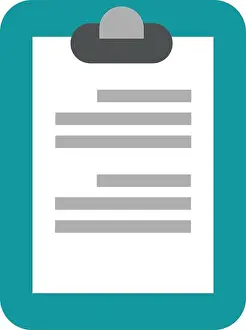 Clipboard Prints: Clipboard icon. Official document symbol. Paper with text