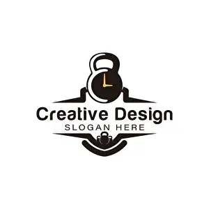 Barbell Prints: clock and barbell, fitness logo Ideas