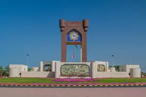 Sultanate Prints: Clock Tower Burj al Sahwa at Rusayl roundabout in Muscat, Oman
