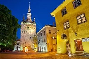 Images Dated 30th April 2018: Clock Tower, Sighisoara old town at evening, Transylvania, Romania