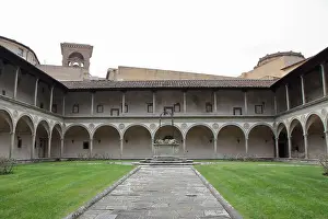Santa Prints: The cloister of Santa Croce church at Florence, Italy