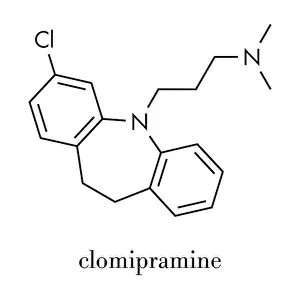 Panic Prints: Clomipramine tricyclic antidepressant drug molecule
