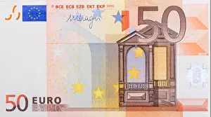 Earn Prints: Close up of a 50 euro banknote. High resolution photo