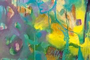 Images Dated 2nd September 2017: Close up of abstract oil painting. Abstract flowers