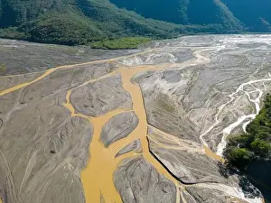 Vastness Prints: Close up aerial view of the Rio Sacambaya landscape with a huge riverbed
