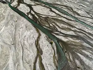 Vastness Prints: Close up aerial view of the Rio Sacambaya landscape with a huge riverbed