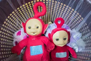 Soft Toy Prints: Close up of Po the red Teletubby with circle-shaped antenna in a basket