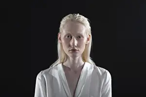 Partial View Prints: Close up portrait of caucasian albino blonde woman