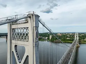 Upstate Prints: Close-up aerial photo of the Franklin Delano Roosevelt Mid-Hudson Bridge over the Hudson River