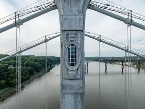Hudson River Prints: Close-up aerial photo of the Franklin Delano Roosevelt Mid-Hudson Bridge over the Hudson River