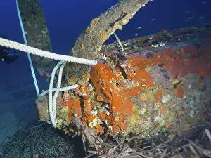 South France Prints: Close-up of an aircraft wreck from the Second World War under water