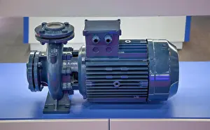 Plumbing Prints: Close-up of centrifugal blue pump and motor