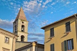 Images Dated 18th July 2017: Close-up of colorful traditional italian buildings, bell tower and rooftops in a blue sunny day