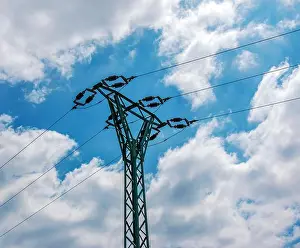 Green Field Prints: Close-up transmission towers (power tower)