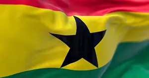 Rippled Prints: Close-up view of Ghana National flag waving
