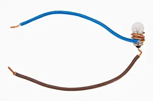 Man Made Object Prints: Close-up of wires connected to a light bulb