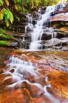 Boulders Prints: Close up view of rain-forest waterfall cascade - Somersby falls on Australian central coast