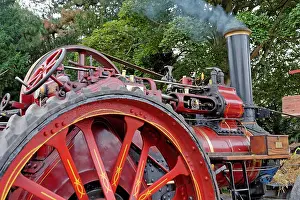 Funnel Prints: Close up detail of a vintage steam traction engine built in the UK in 1915