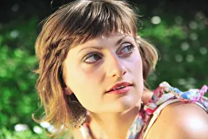 Femininity Prints: Close up of serious woman's face